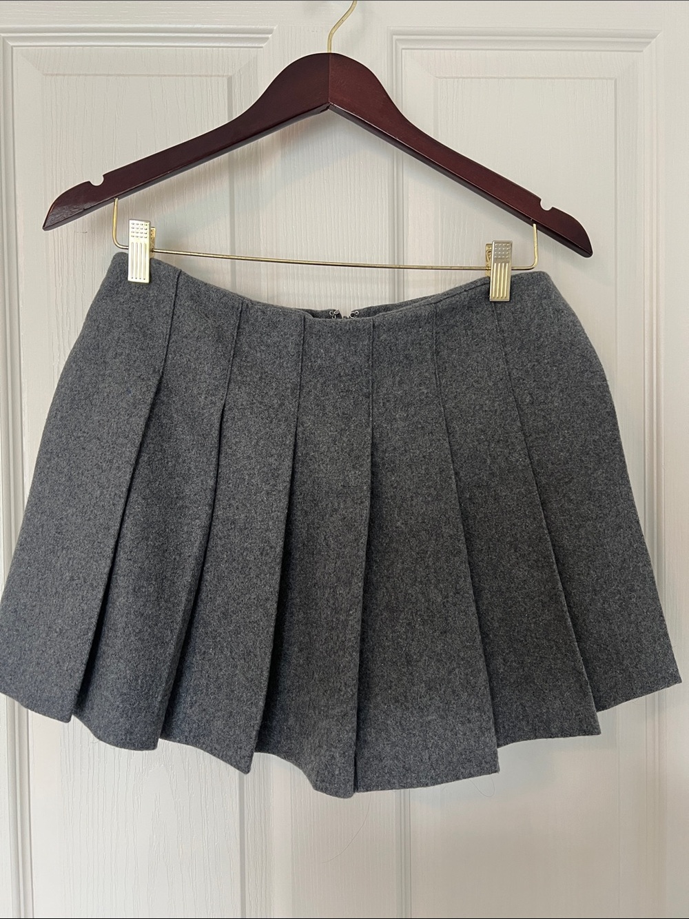 Anthropology Wool Pleated Mini Skort in Gray